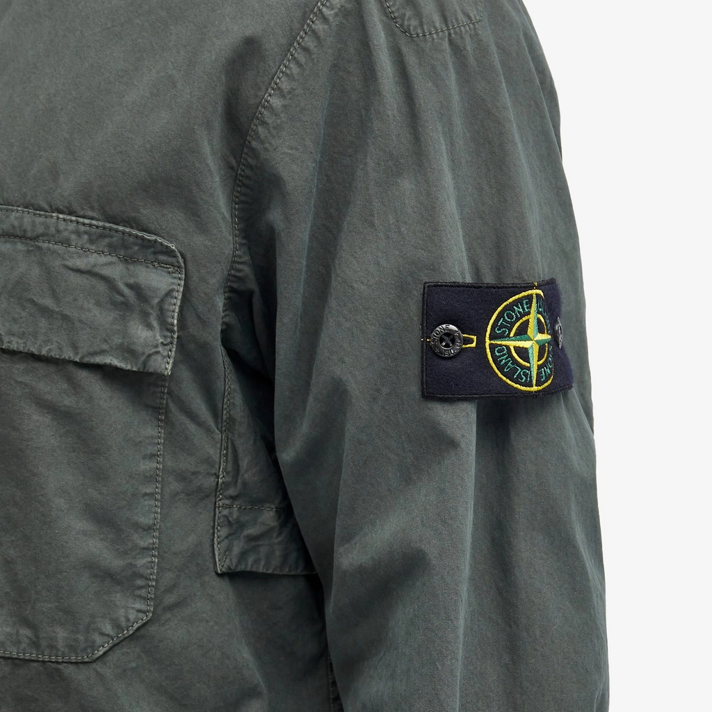 Stone Island Men's Brushed Cotton Canvas Hooded Overshirt Musk